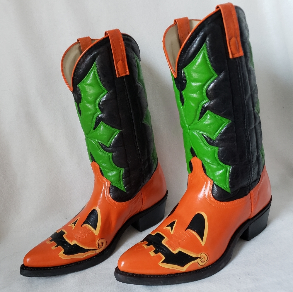 ❌SOLD❌Custom Jackolantern Vintage ACME Western Boots Pumpkin Cowboy Boots - Picture 14 of 14